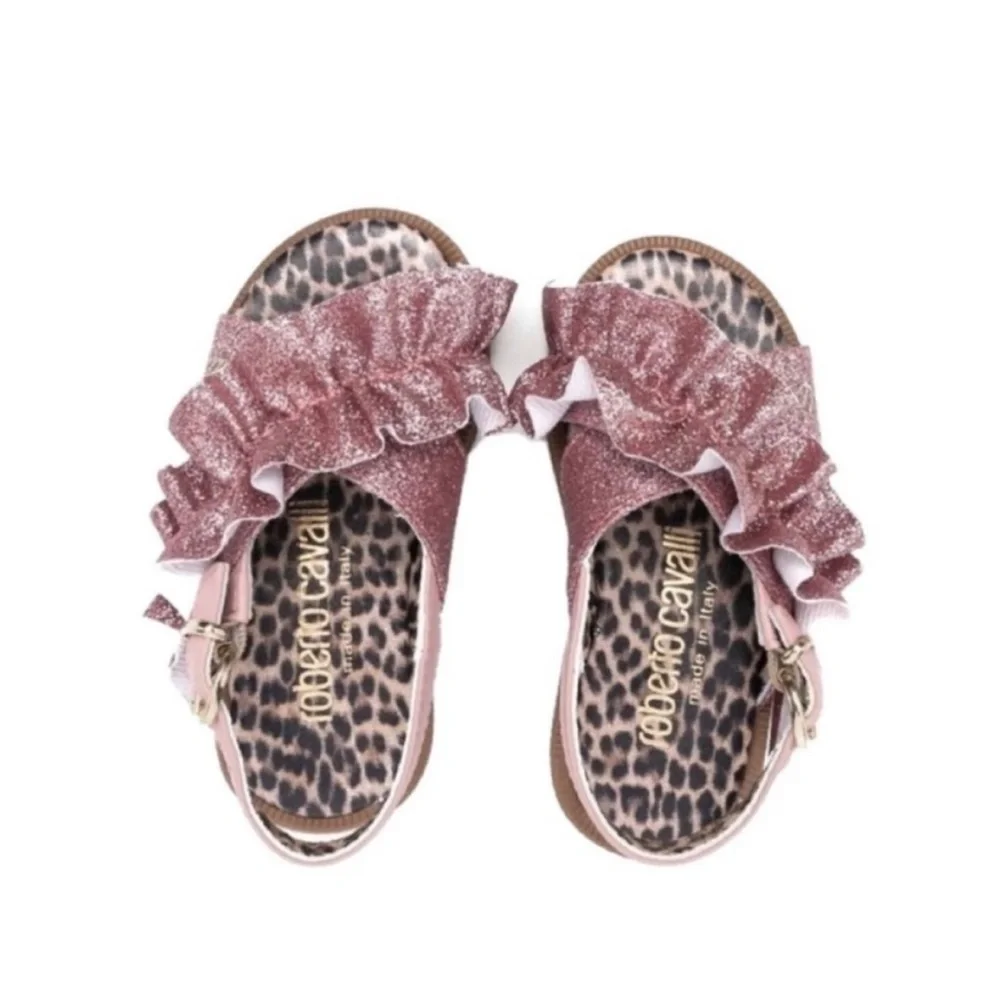 ROBERTO CAVALLI TODDLER GIRL RUFFLE-DETAIL OPEN TOE SANDALS